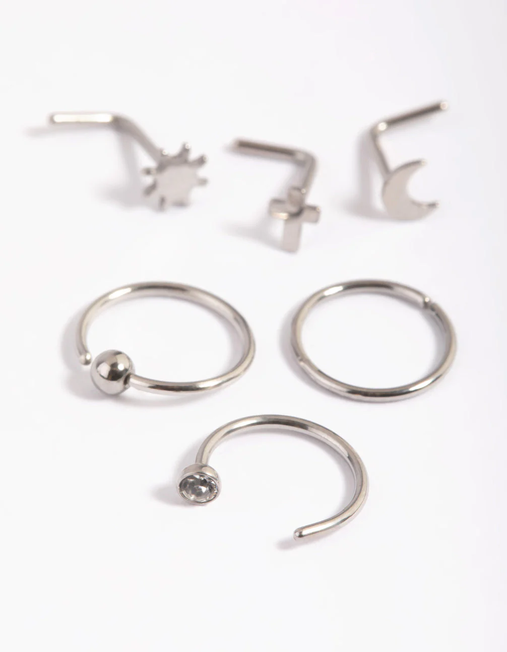Surgical Steel Moon & Cross Nose Studs - Image 3