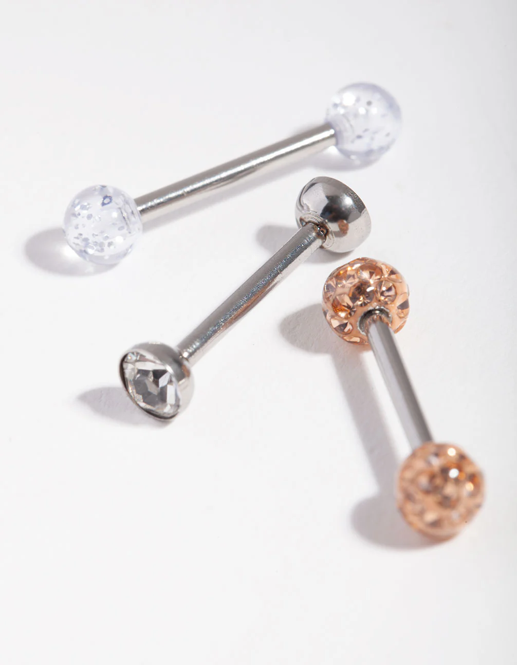 Surgical Steel Opal Diamante Tongue Ring Pack - Image 2