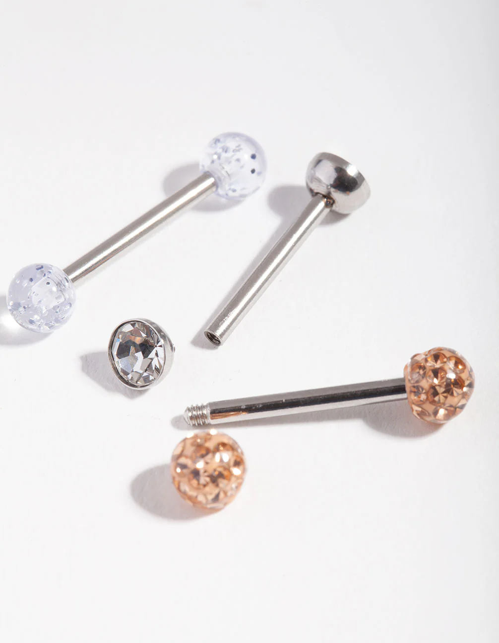 Surgical Steel Opal Diamante Tongue Ring Pack - Image 3