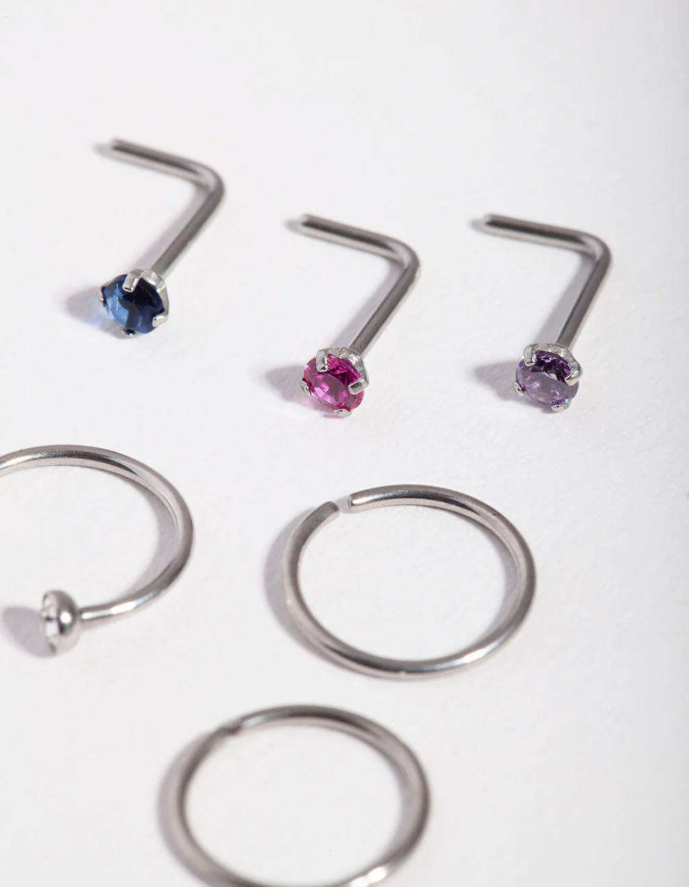 Surgical Steel Diamante Nose Piercing 6-Pack - Image 2