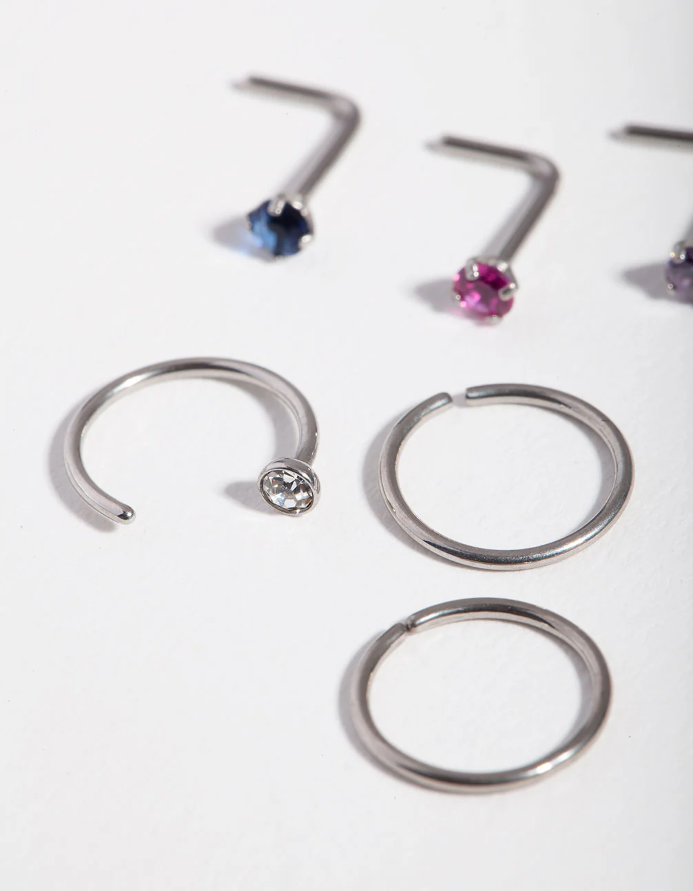 Surgical Steel Diamante Nose Piercing 6-Pack - Image 3