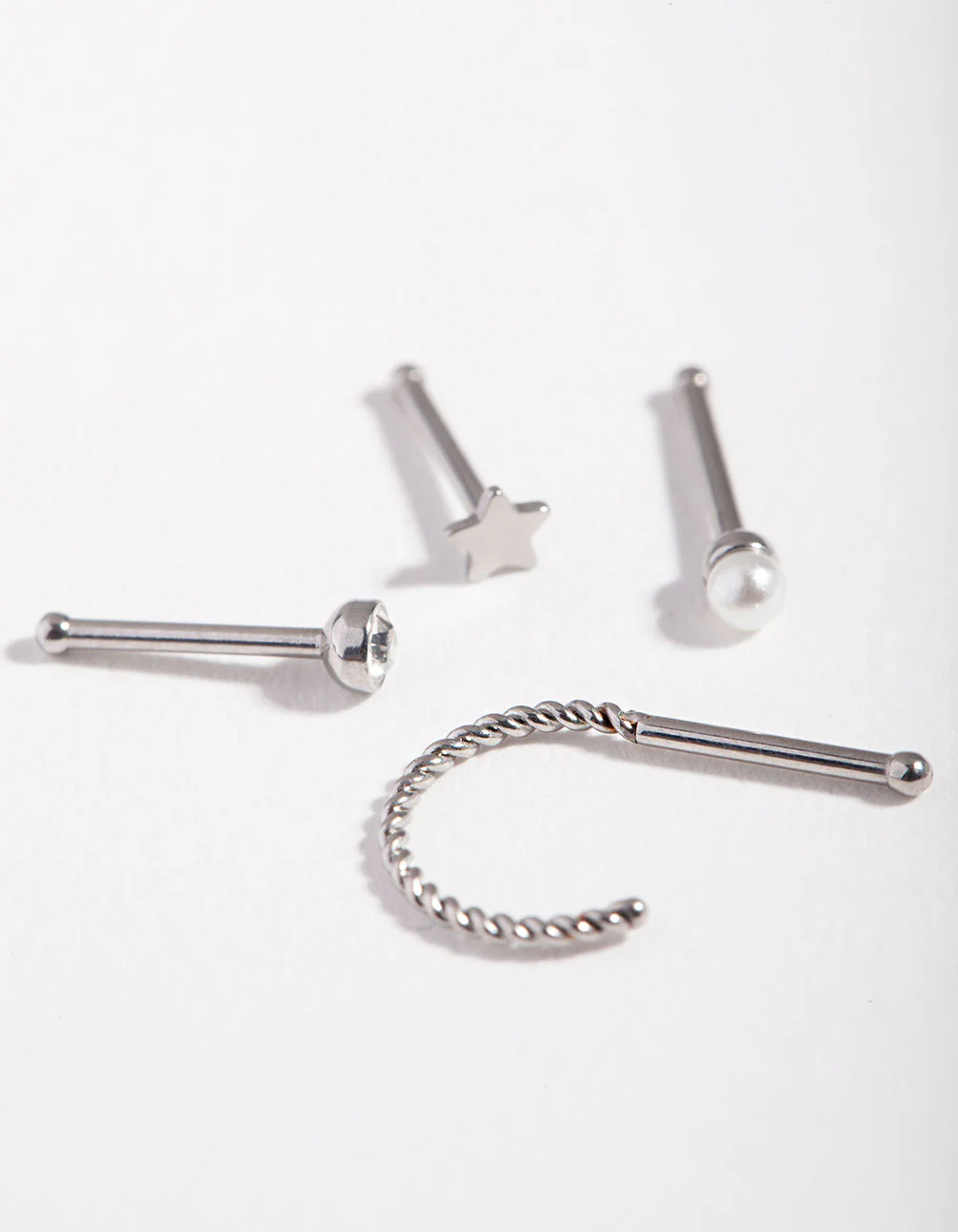 Surgical Steel Pearl Star Nose Stud 4-Pack - Image 2