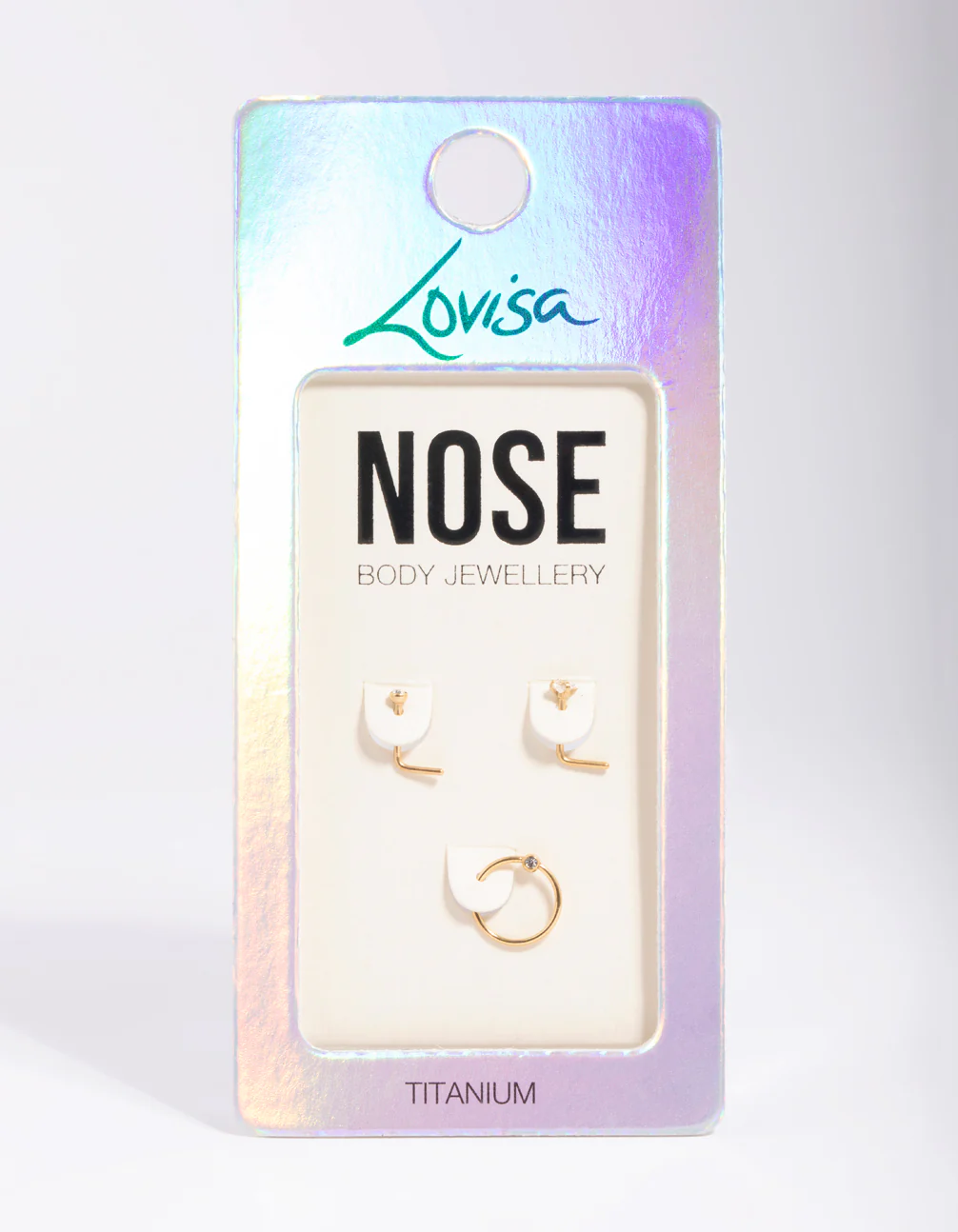 Gold-Plated Titanium Diamante Nose Stud Pack - Image 2