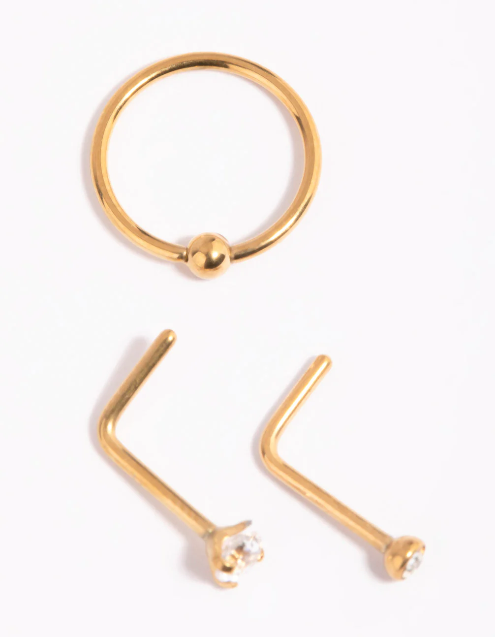 Gold-Plated Titanium Diamante Nose Stud Pack - Image 3
