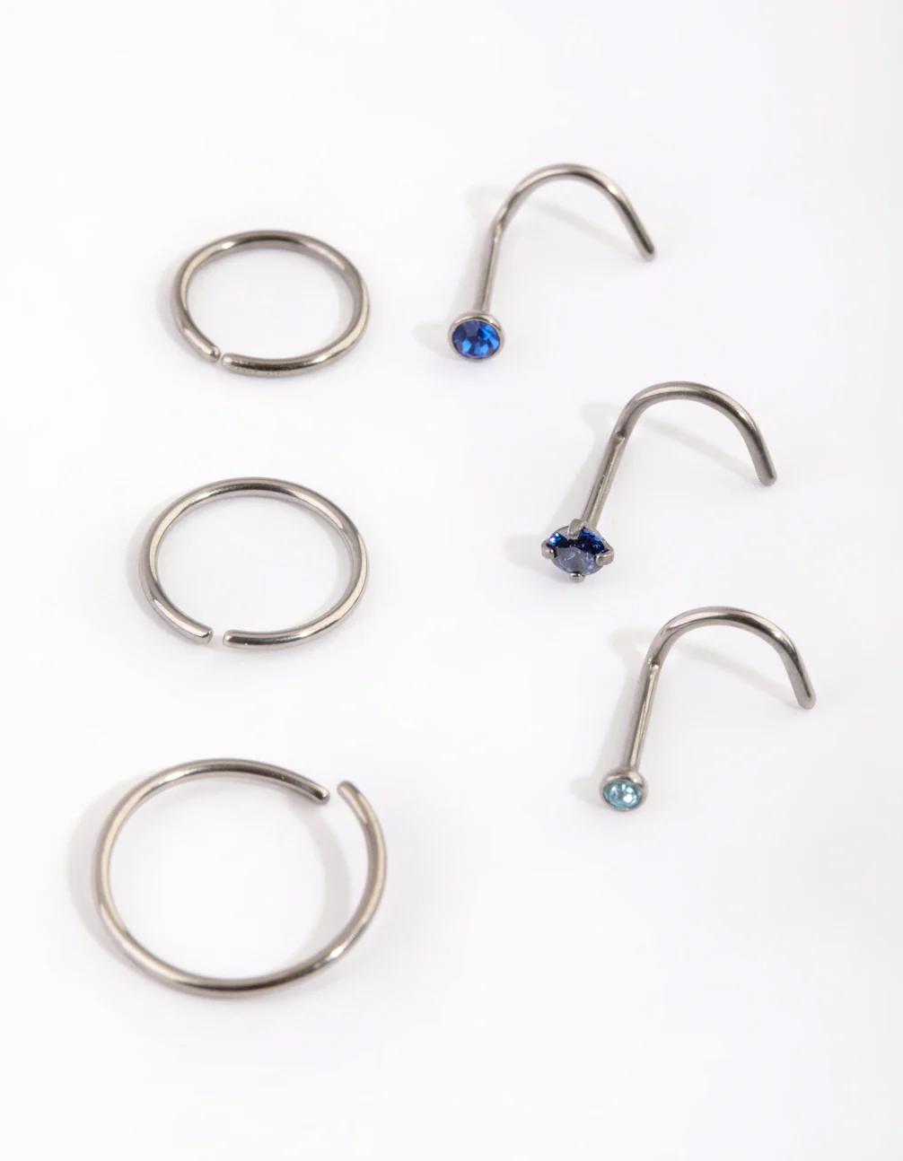 Titanium Diamante Nose Stud & Ring 6-Pack - Image 2