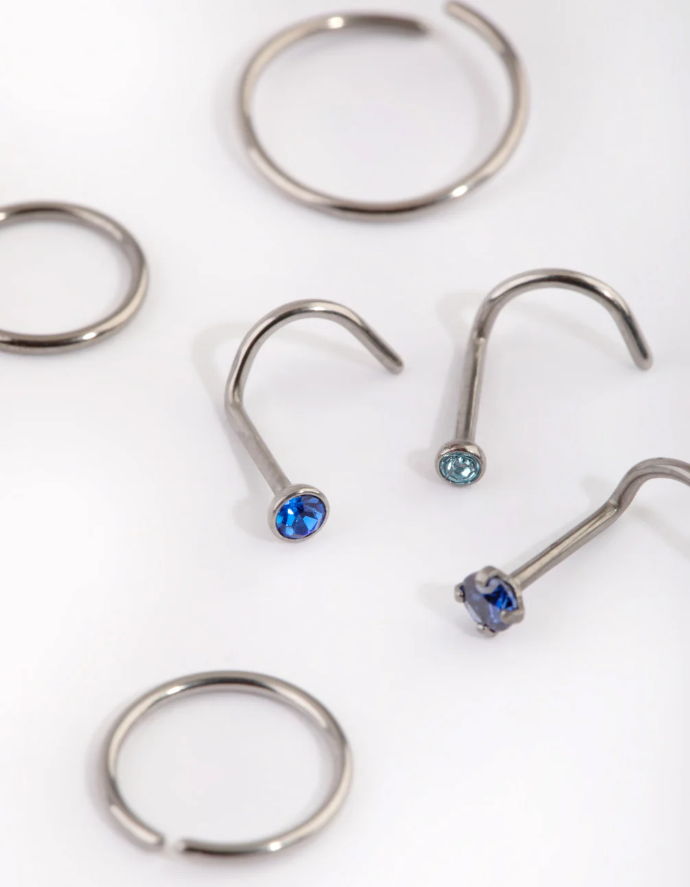 Titanium Diamante Nose Stud & Ring 6-Pack - Image 3