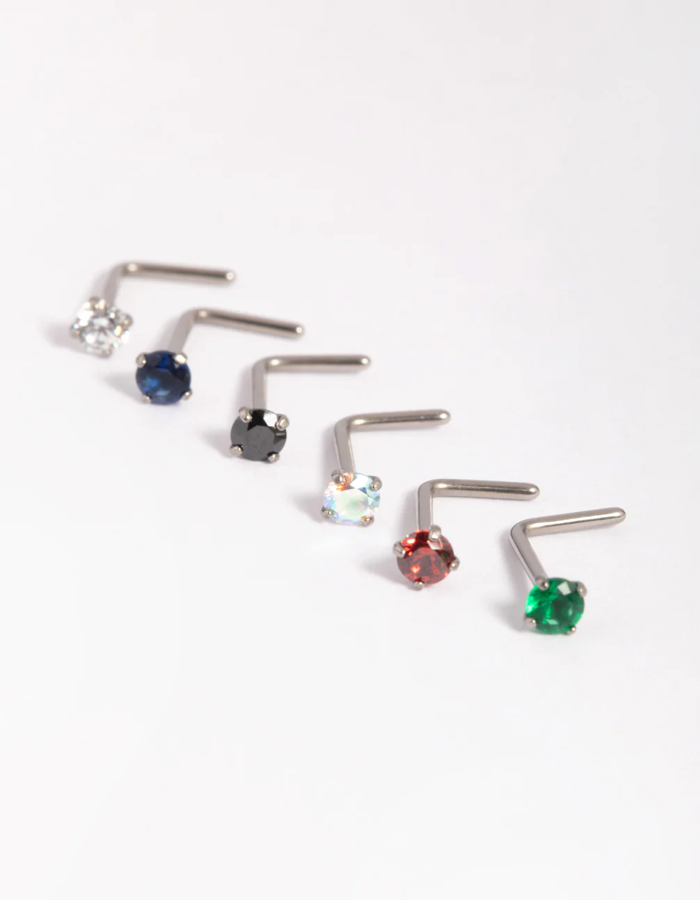 Titanium Mixed Stone Nose Stud 6-Pack - Image 2
