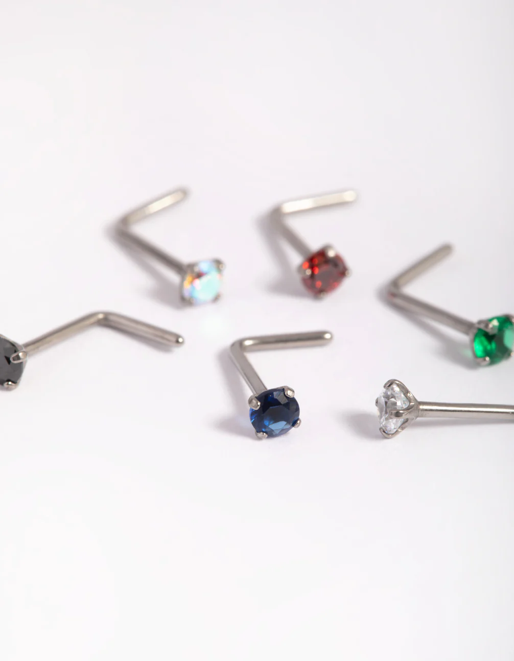Titanium Mixed Stone Nose Stud 6-Pack - Image 3