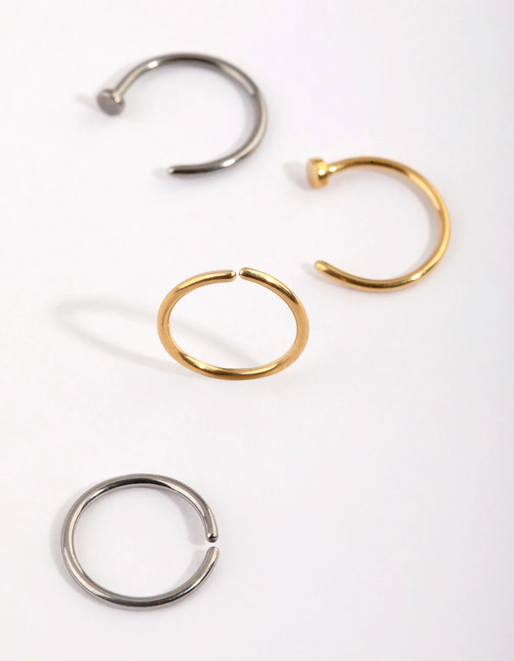Titanium Plain Nose Stud & Ring 4-Pack - Image 2