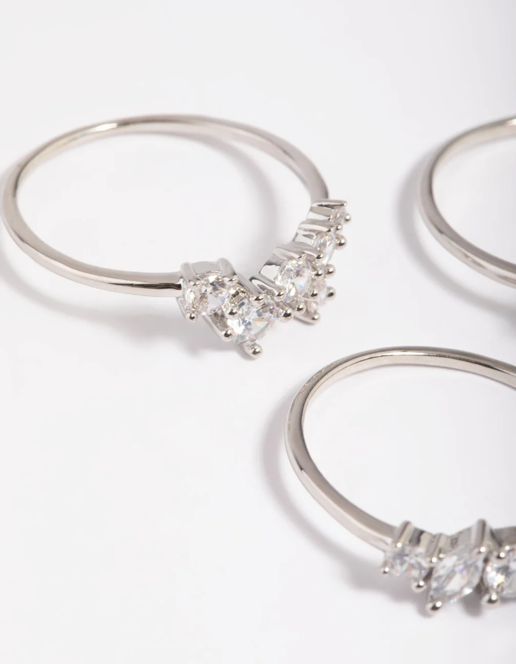 Silver Plated Cubic Zirconia Cluster Ring Stack Pack - Image 3
