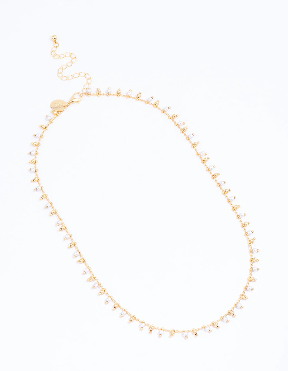 Gold Plated Beaded & Freshwater Pearl Drop Necklace - Image 2