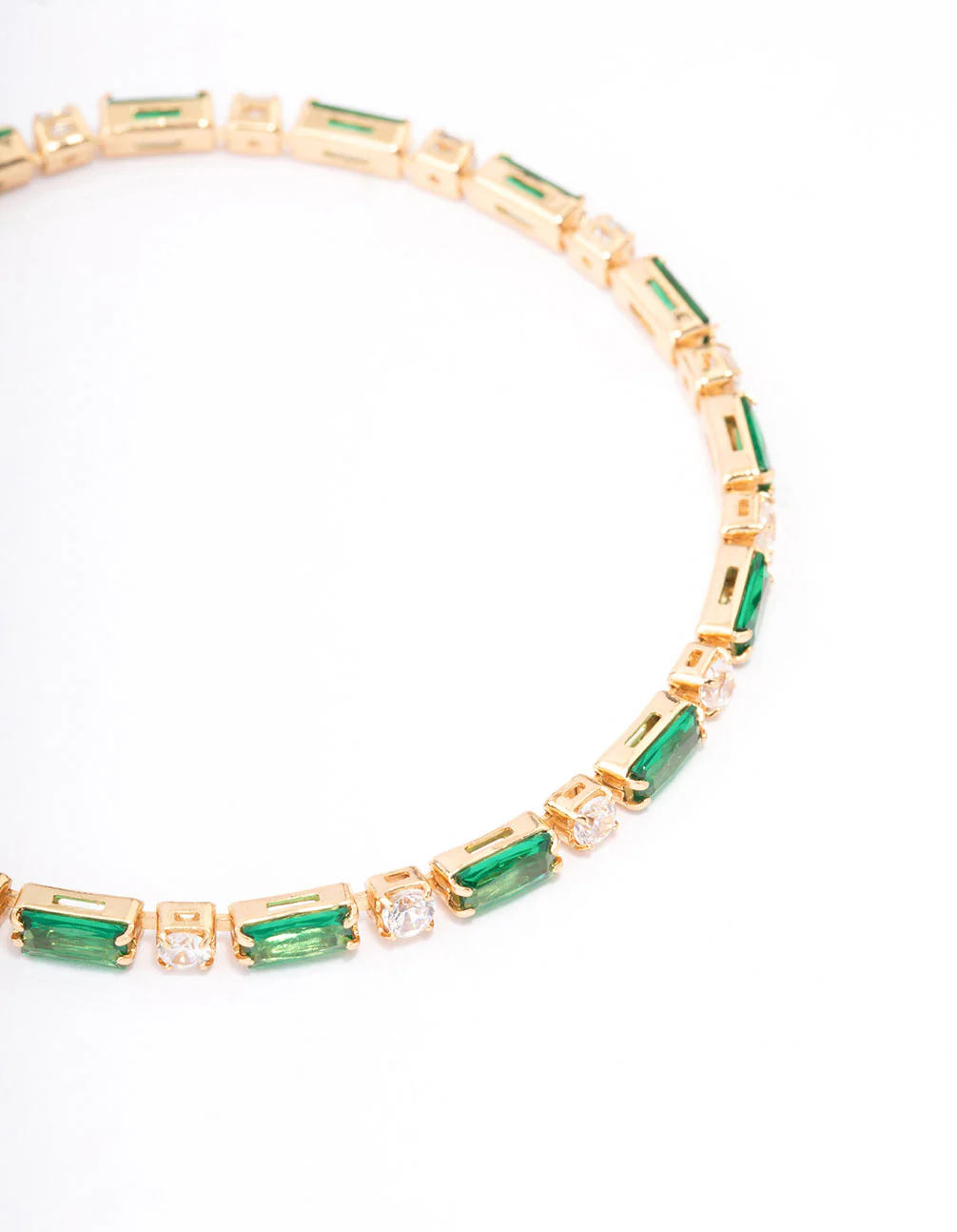 Gold Plated Baguette Stone Toggle Tennis Bracelet - Image 2
