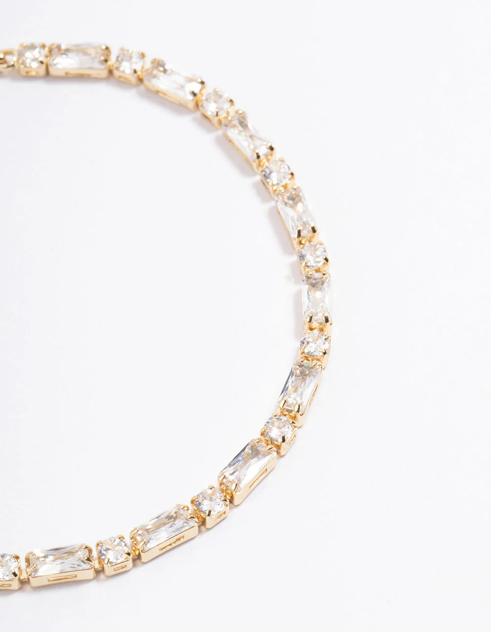 Gold Plated Baguette Stone Toggle Tennis Bracelet - Image 4
