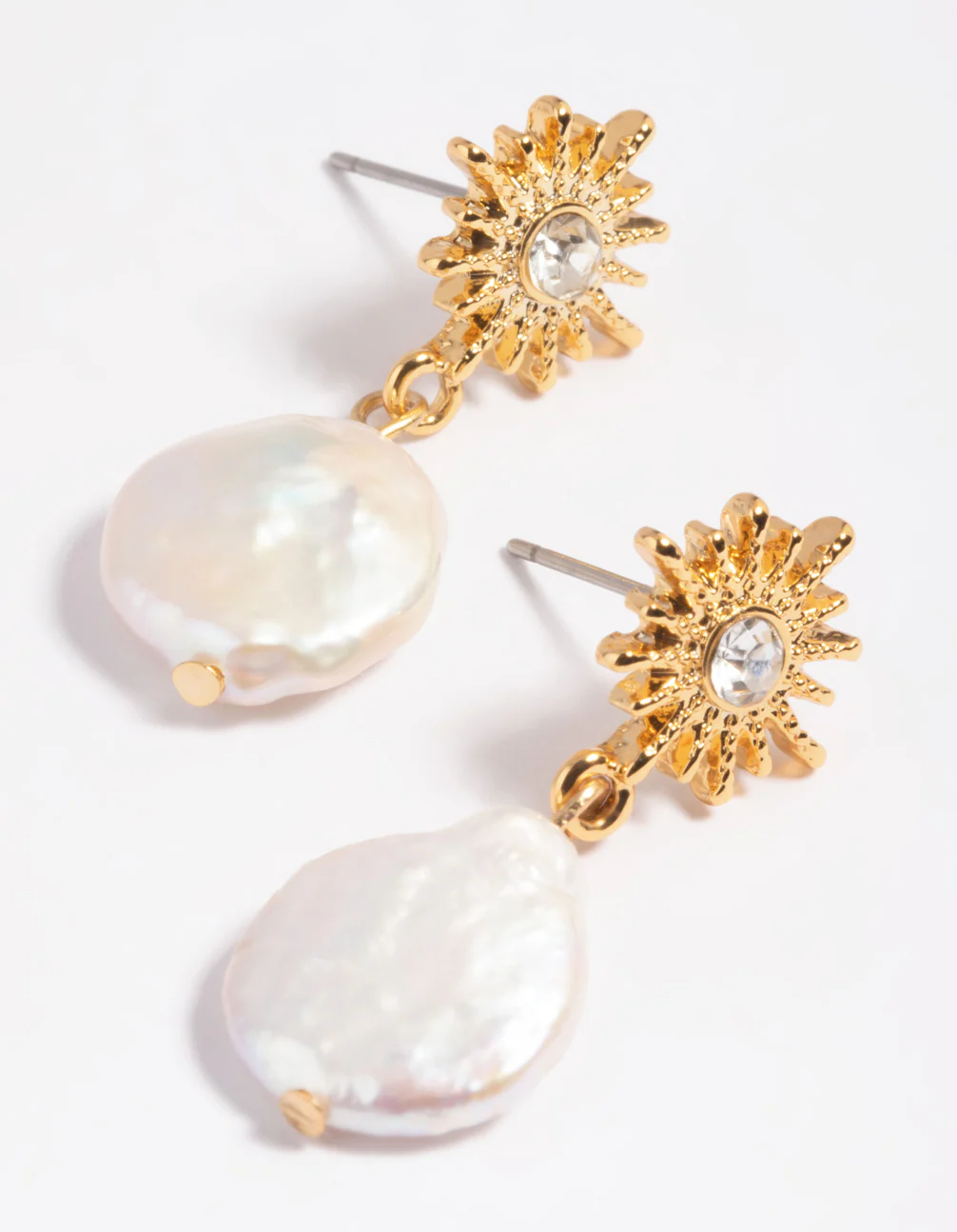 Gold Plated Freshwater Pearl Celestial Drop Earrings - Image 3