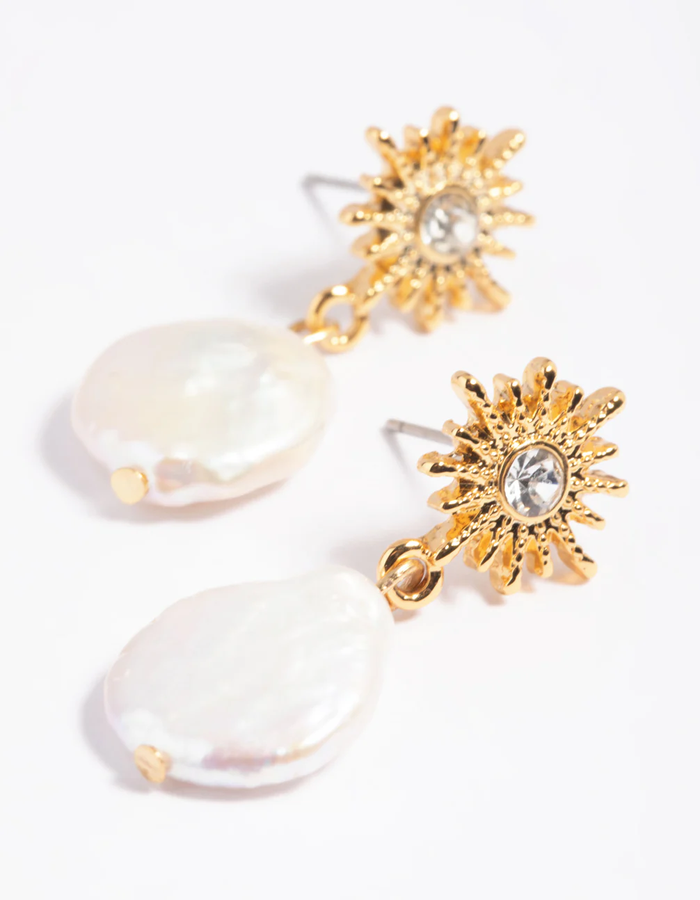 Gold Plated Freshwater Pearl Celestial Drop Earrings - Image 4