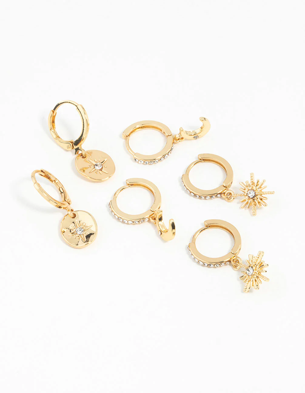 Gold Plated Celestial Huggie Hoop Earring Pack - Image 2