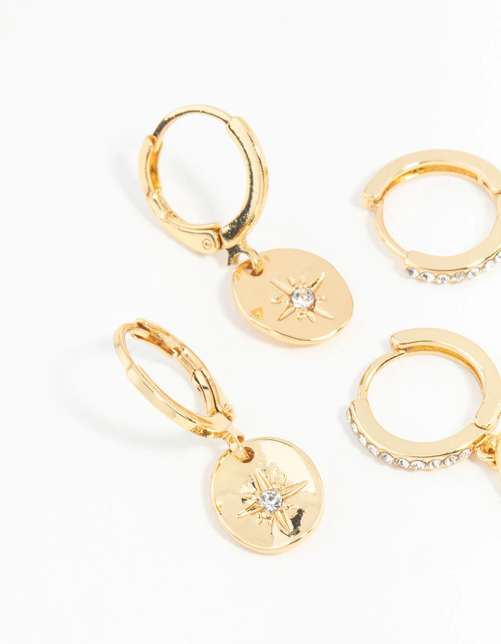 Gold Plated Celestial Huggie Hoop Earring Pack - Image 3