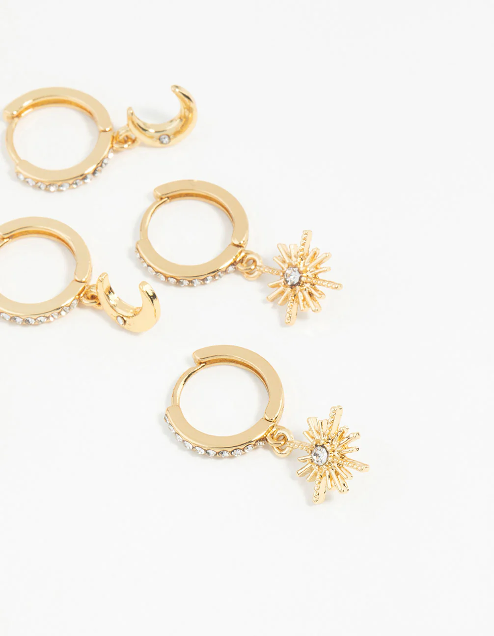 Gold Plated Celestial Huggie Hoop Earring Pack - Image 4