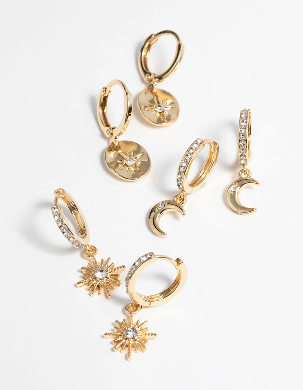 Gold Plated Celestial Huggie Hoop Earring Pack - Image 5