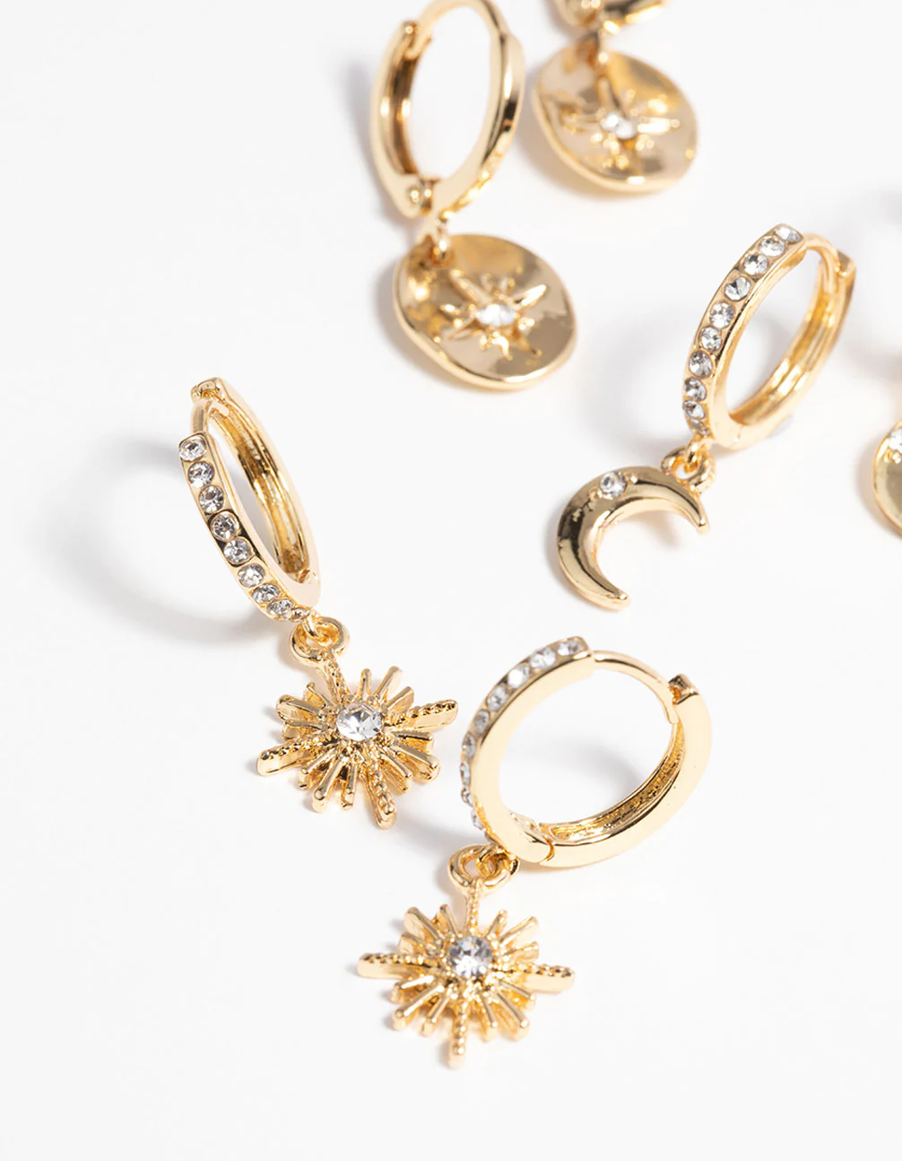 Gold Plated Celestial Huggie Hoop Earring Pack - Image 6