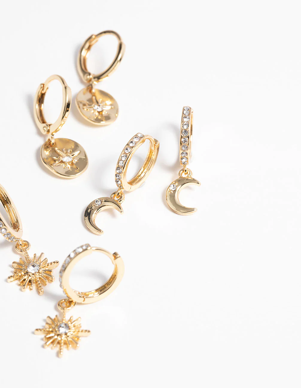 Gold Plated Celestial Huggie Hoop Earring Pack - Image 7