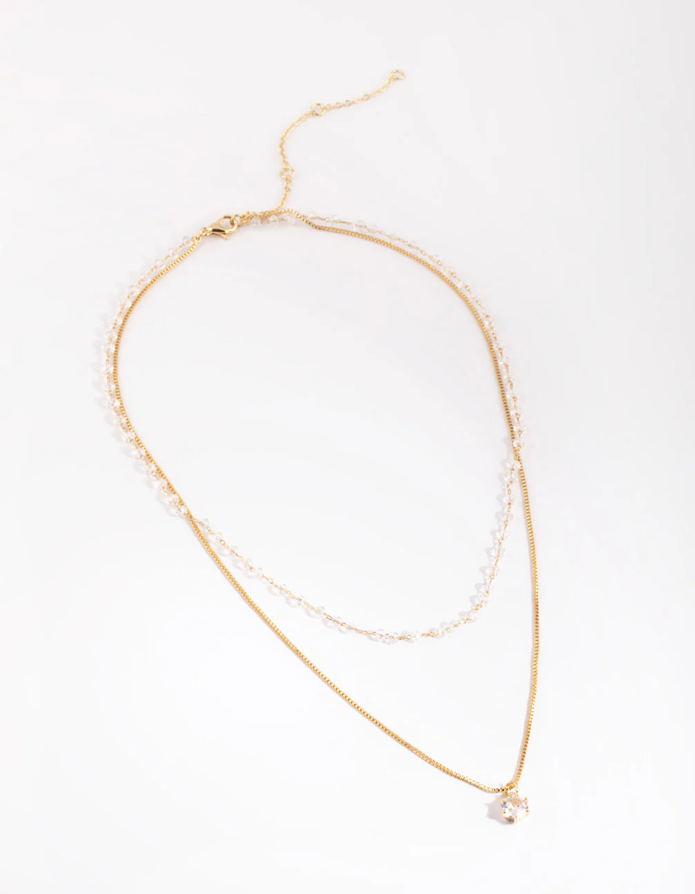 Gold Plated Necklace with Clear Stones - Image 2