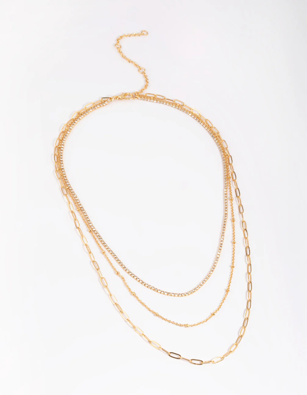 Gold Plated Chain Layered Necklace - Image 3