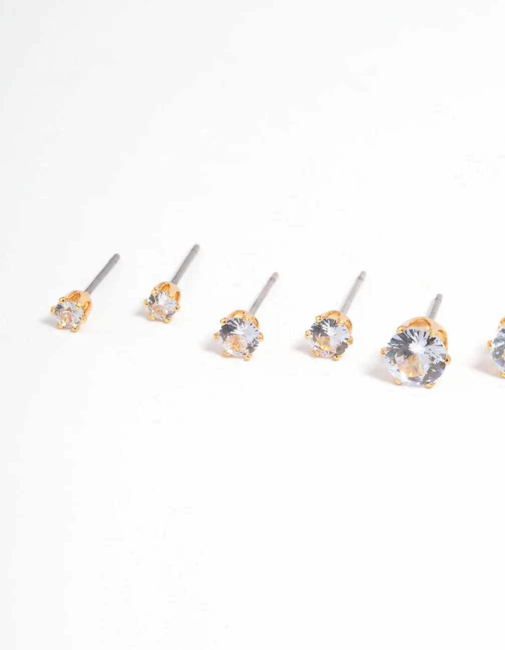Gold Plated Cubic Zirconia Ascending Earrings 8-Pack - Image 2