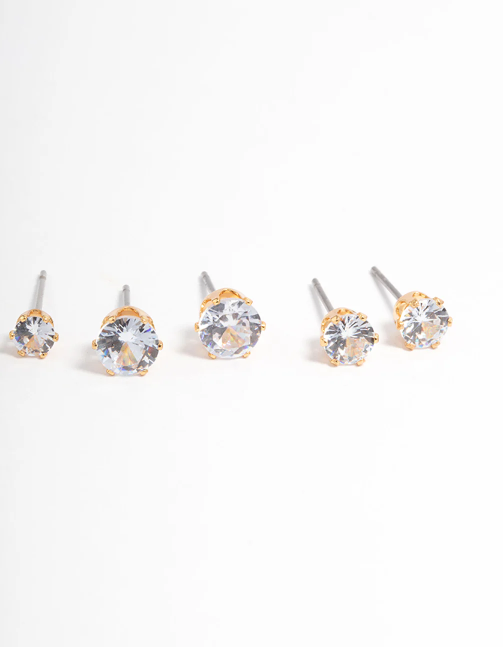 Gold Plated Cubic Zirconia Ascending Earrings 8-Pack - Image 3