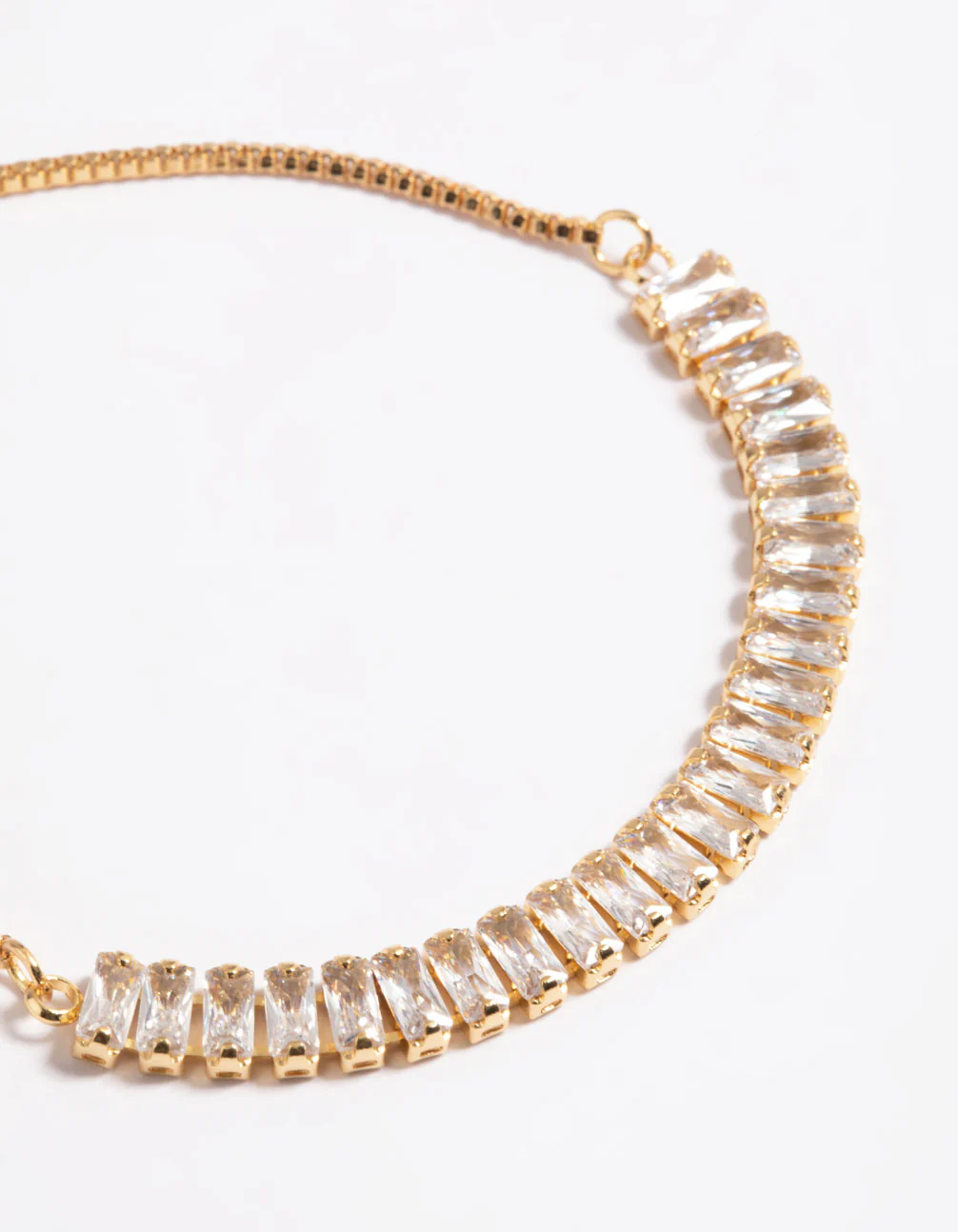 Gold Plated Cubic Zirconia Baguette Toggle Tennis Bracelet - Image 2