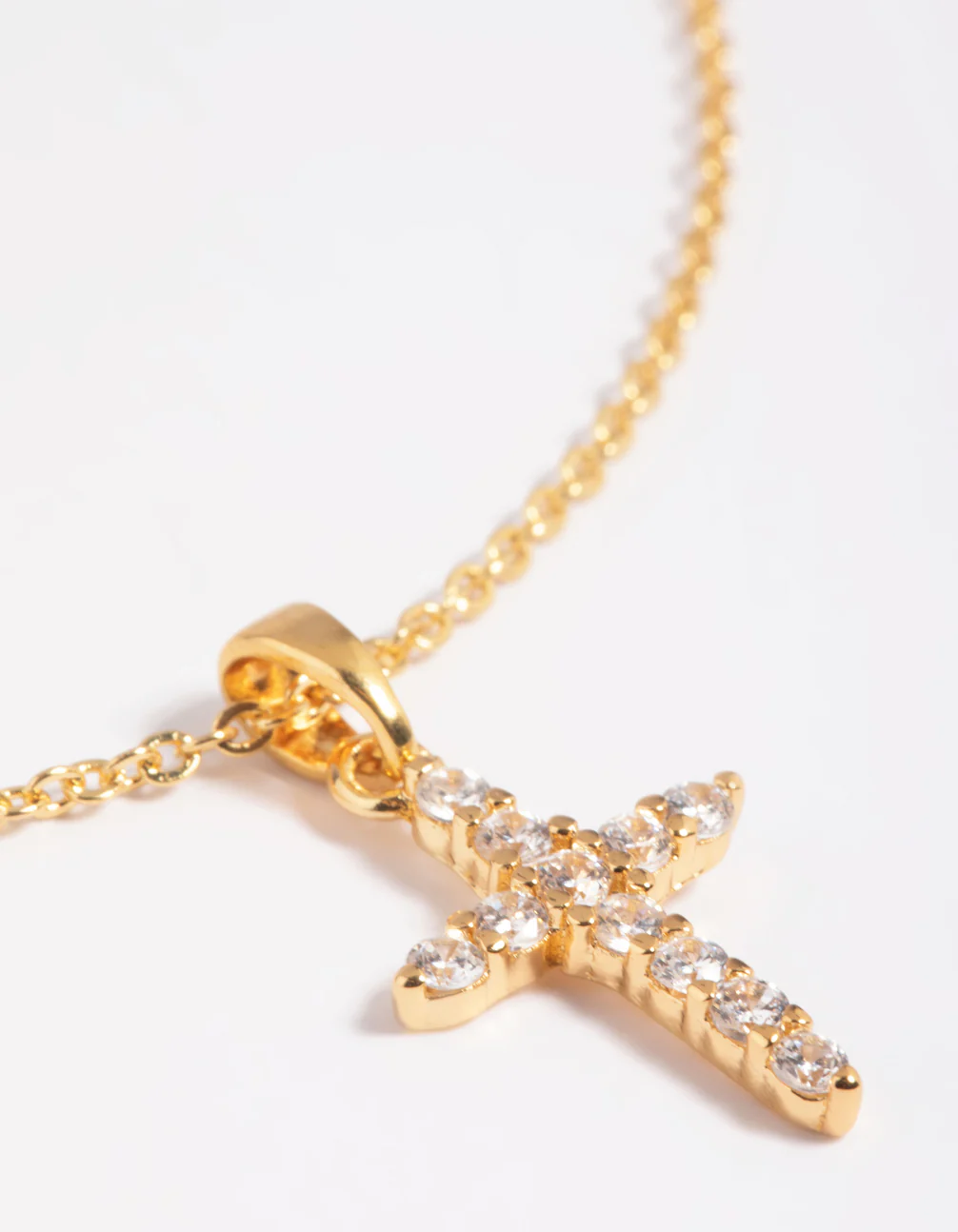 Gold Plated Cubic Zirconia Cross Necklace - Image 4