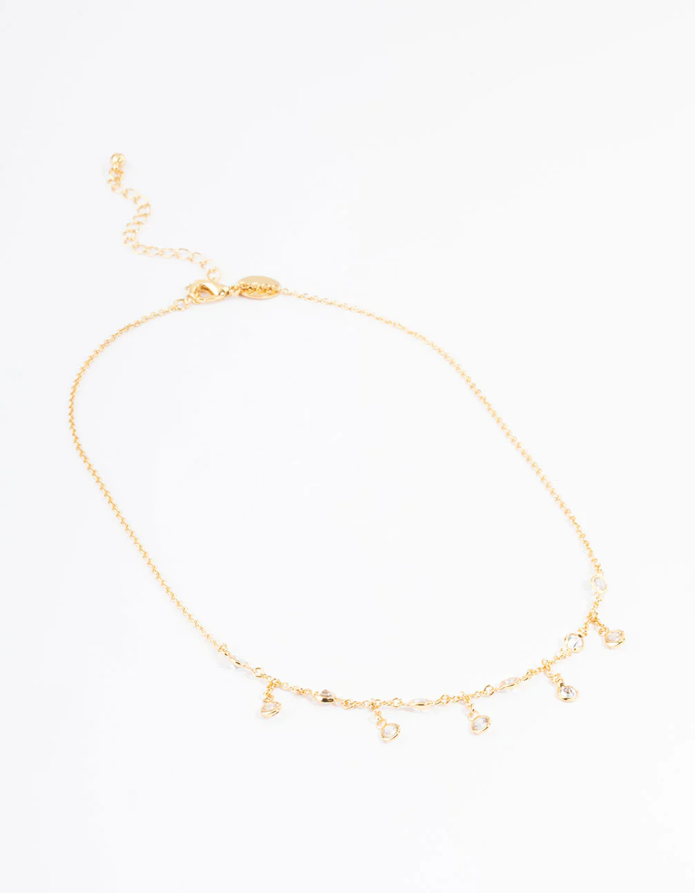 Gold Plated Cubic Zirconia Dainty Chain Drop Necklace - Image 2