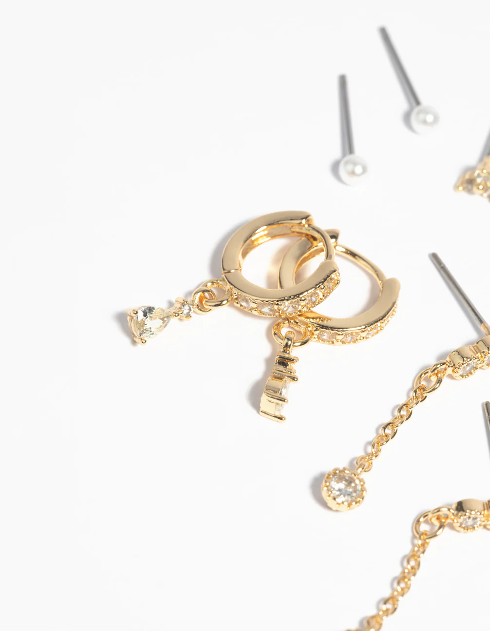 Gold Plated Cubic Zirconia & Pearl Earring 4-Pack - Image 2