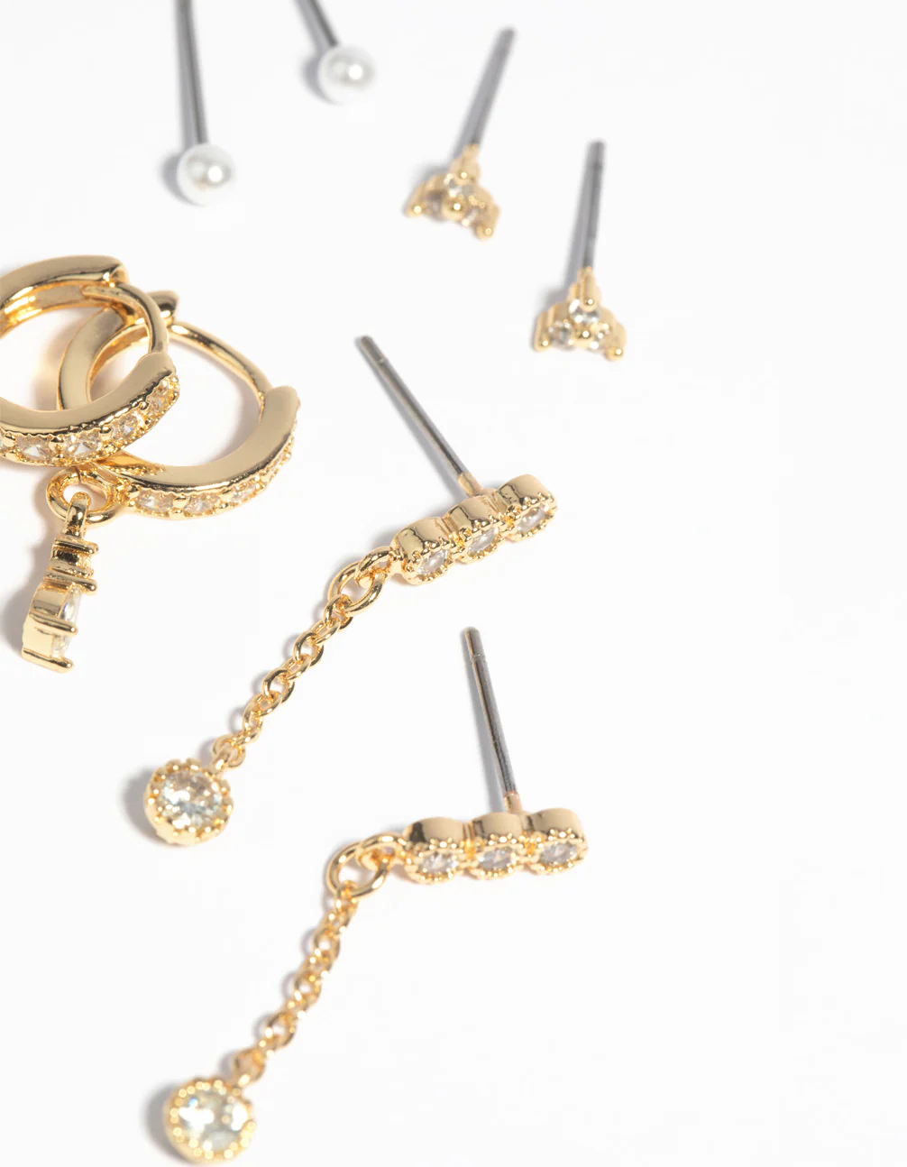 Gold Plated Cubic Zirconia & Pearl Earring 4-Pack - Image 3
