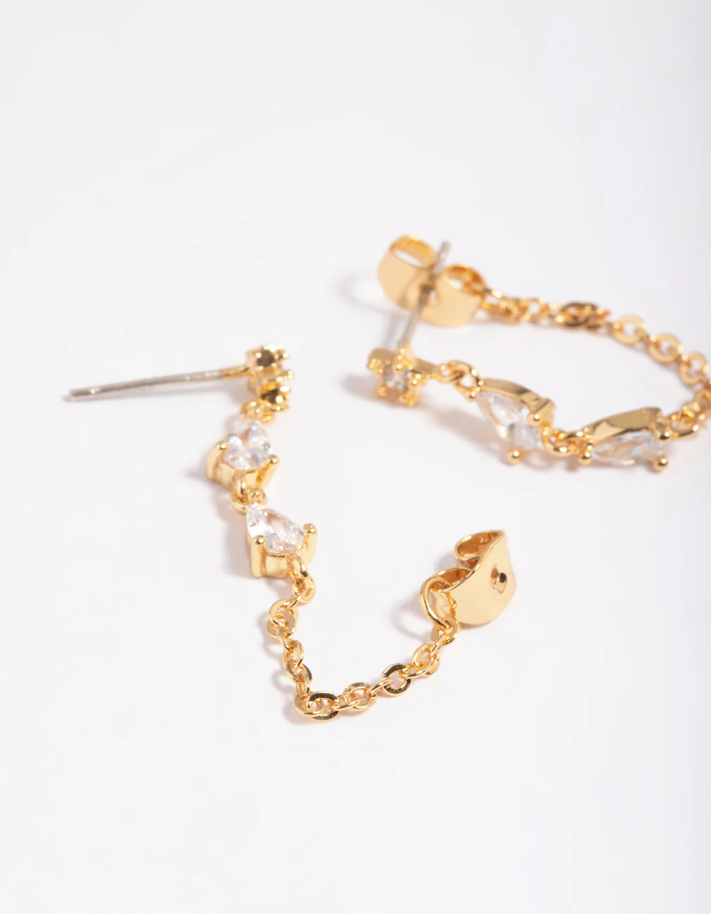 Gold Plated Cubic Zirconia Jacket Earrings - Image 3