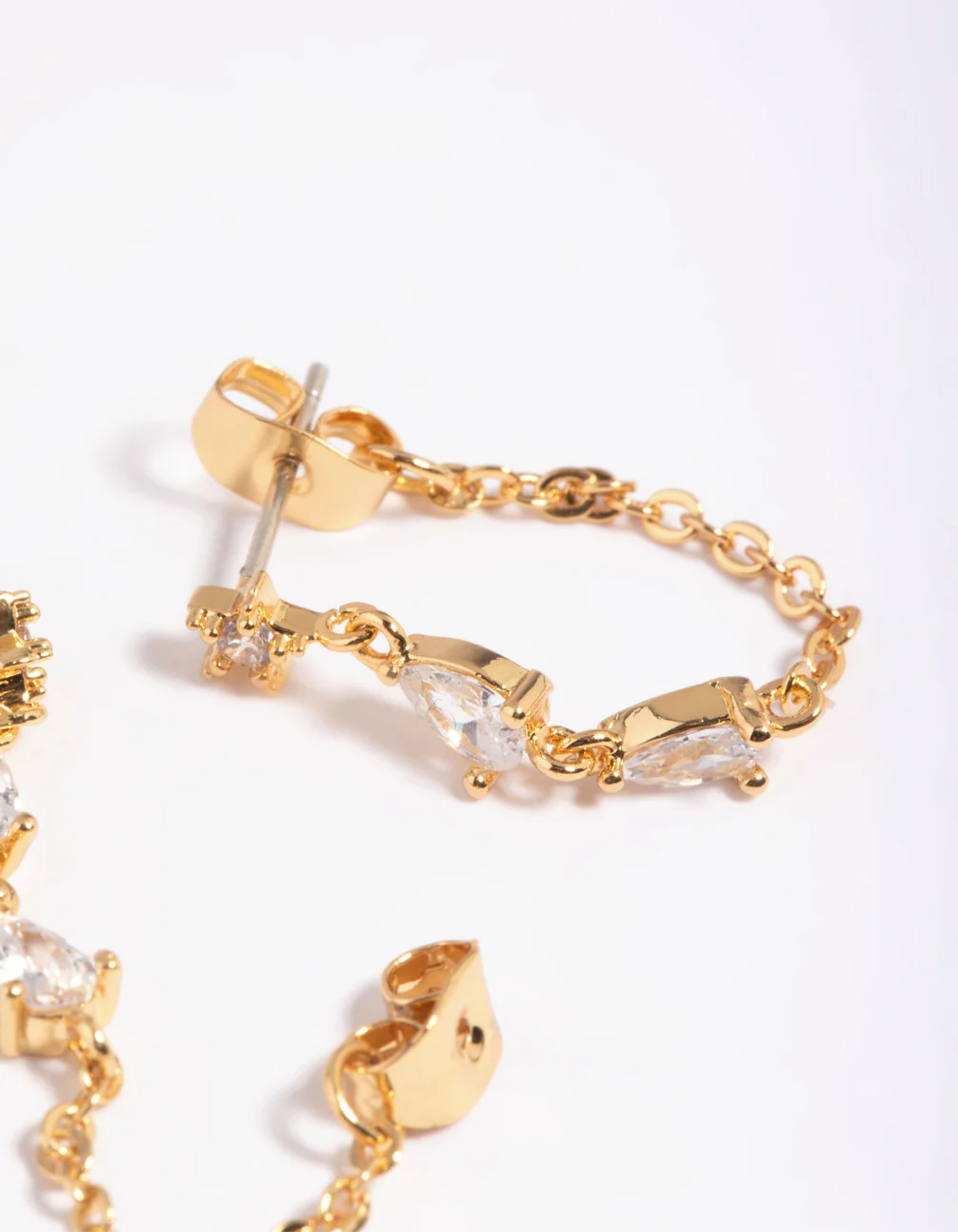 Gold Plated Cubic Zirconia Jacket Earrings - Image 4