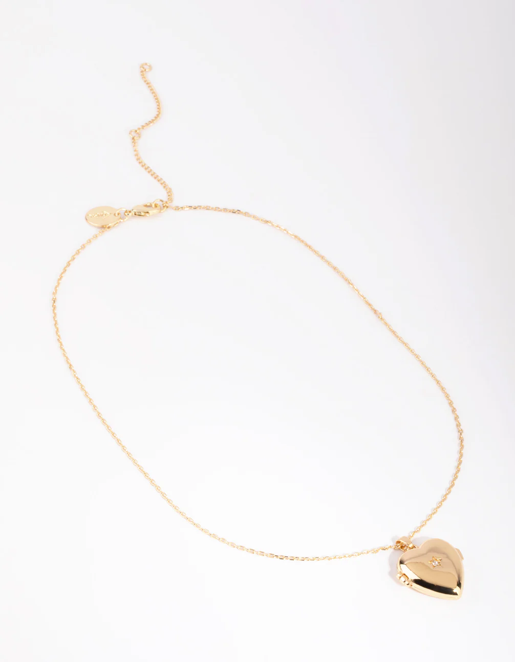 Gold Plated Heart Locket Necklace with Cubic Zirconia - Image 4
