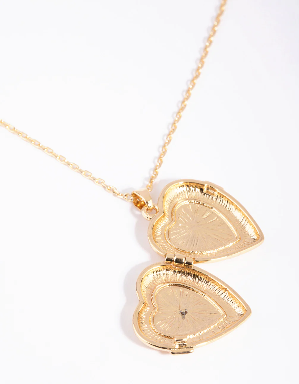 Gold Plated Heart Locket Necklace with Cubic Zirconia - Image 5