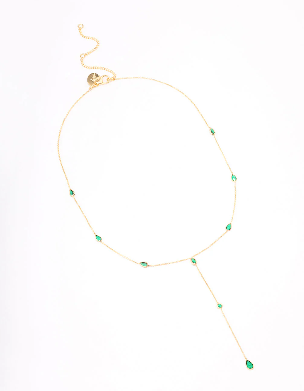 Gold Plated Cubic Zirconia Lariat Y-Shaped Necklace - Image 2