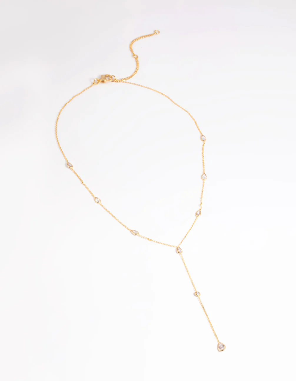Gold Plated Cubic Zirconia Lariat Necklace - Image 2