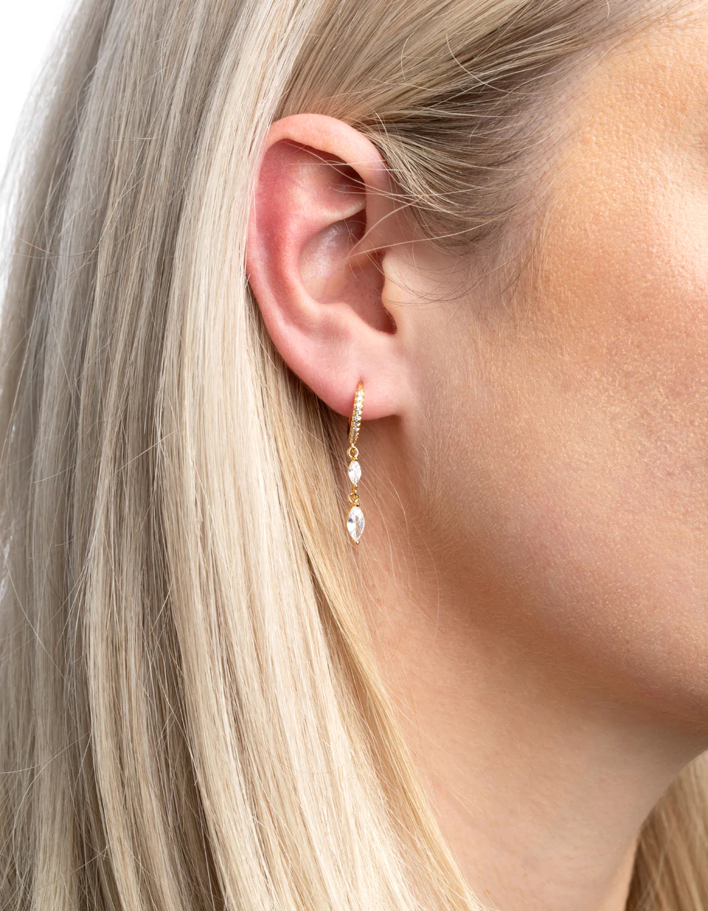 Gold Plated Dainty Huggie Hoop Earrings - Image 2