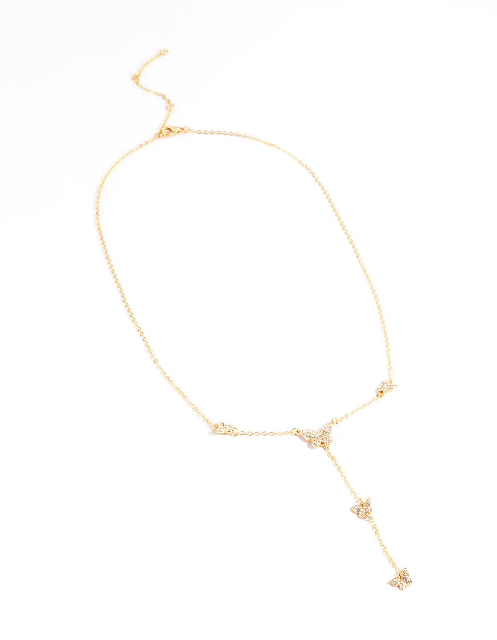 Gold Plated Diamante Butterfly Necklace - Image 2