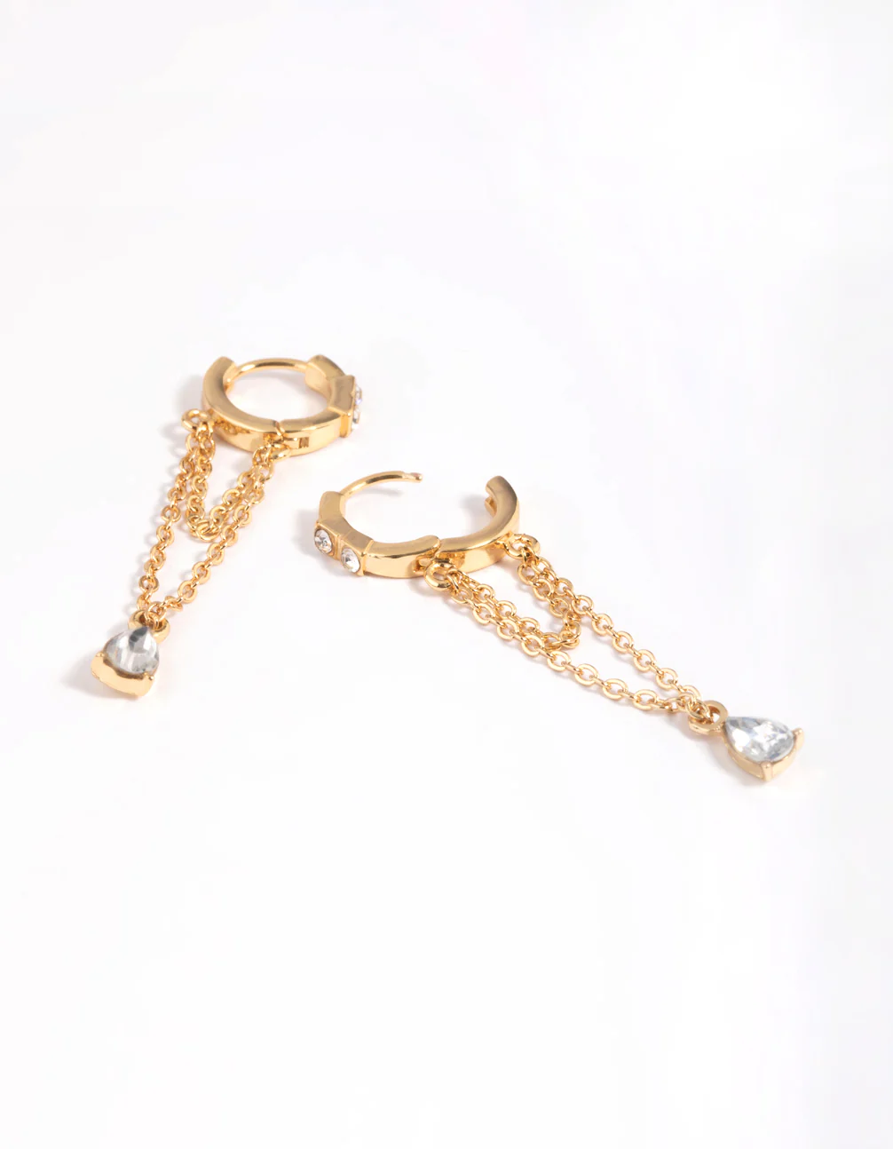 Gold Plated Diamante Huggie Hoop Earrings - Image 3