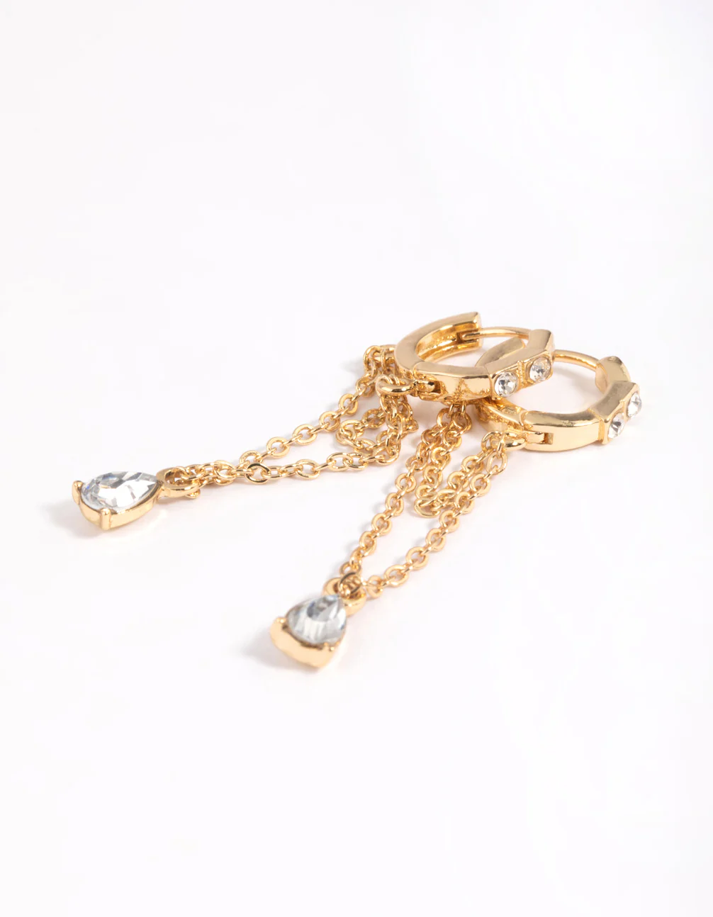 Gold Plated Diamante Huggie Hoop Earrings - Image 4