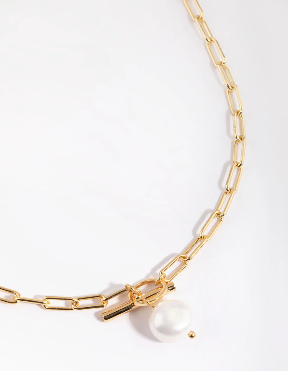 Gold Plated Fob Necklace with Freshwater Pearl - Image 2