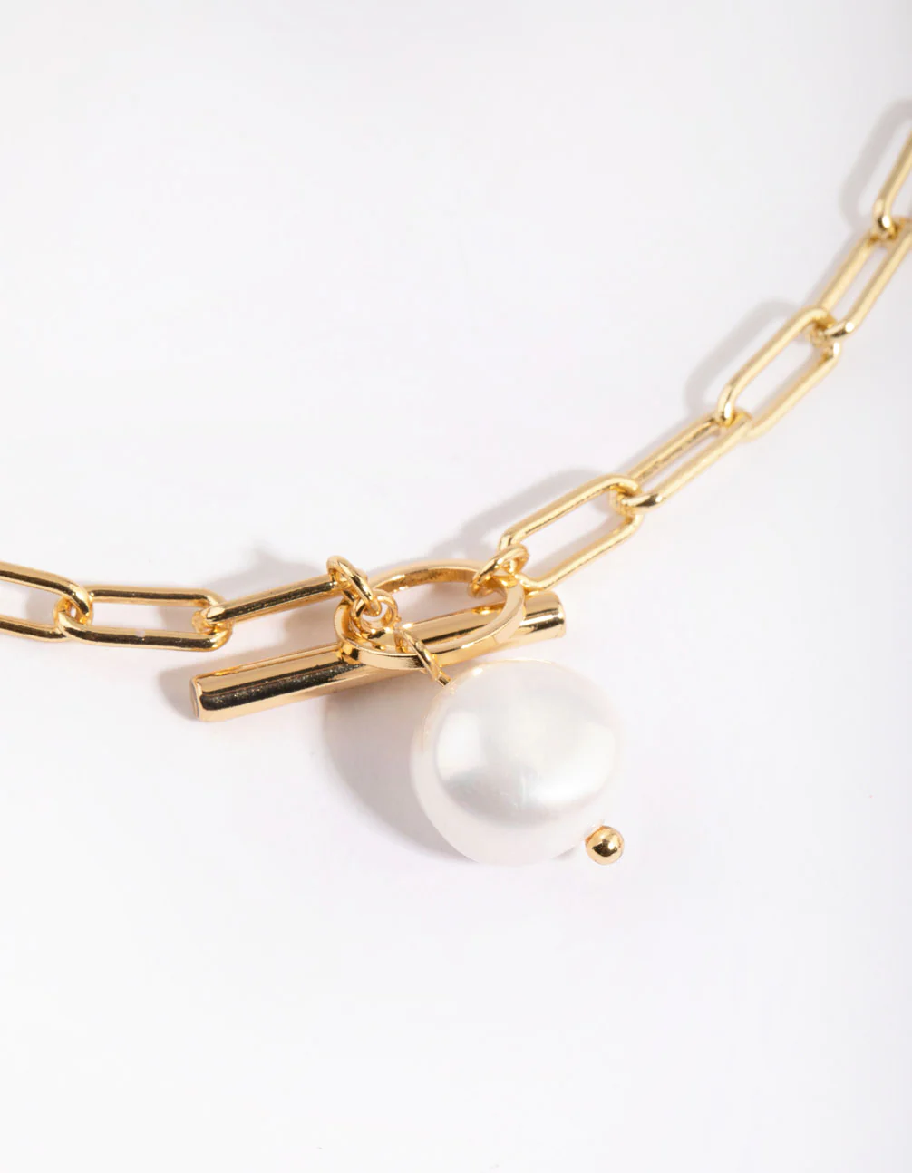 Gold Plated Fob Necklace with Freshwater Pearl - Image 4