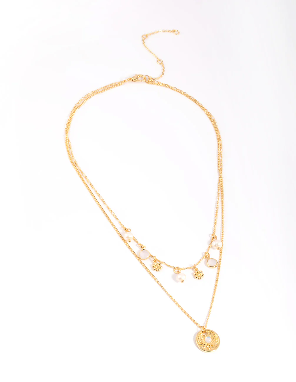 Gold Plated Freshwater Pearl Coin Necklace - Image 3