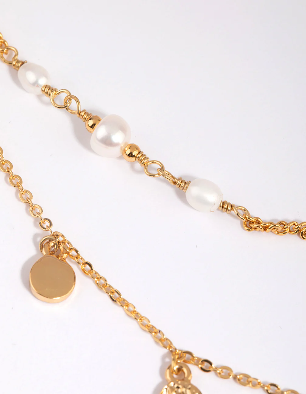 Gold Plated Disc Necklace with Freshwater Pearl - Image 4