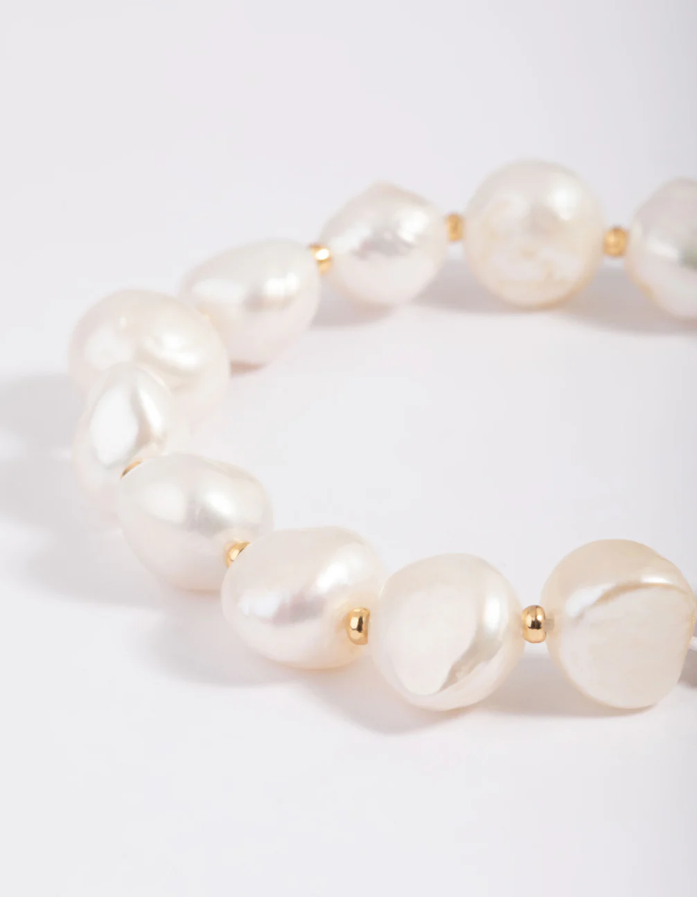 Gold Plated Freshwater Pearl Molten Fob Bracelet - Image 4