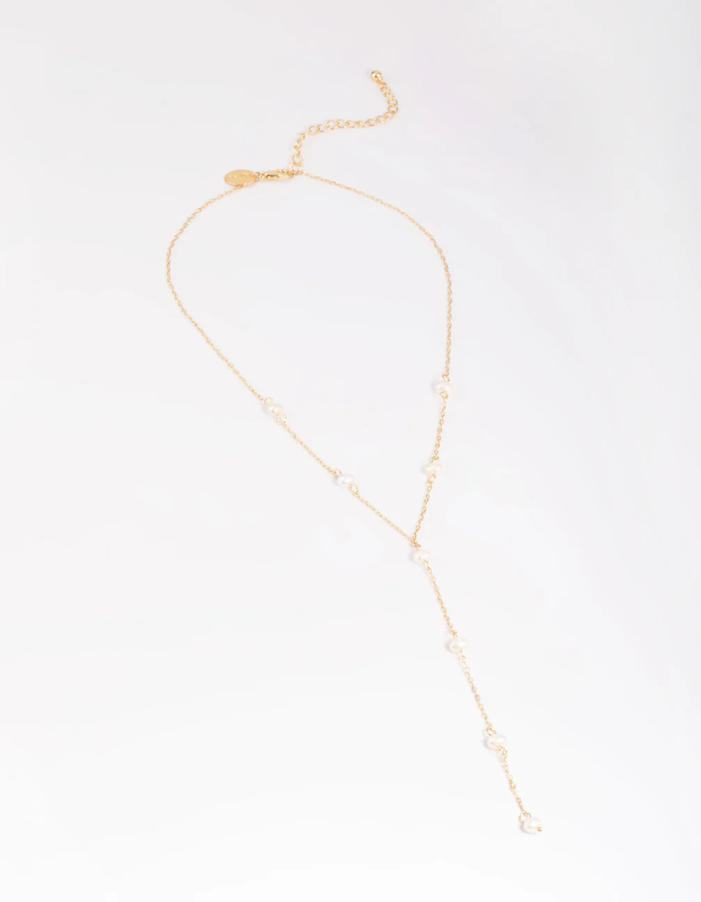 Gold Plated Freshwater Pearl Lariat Necklace - Image 3